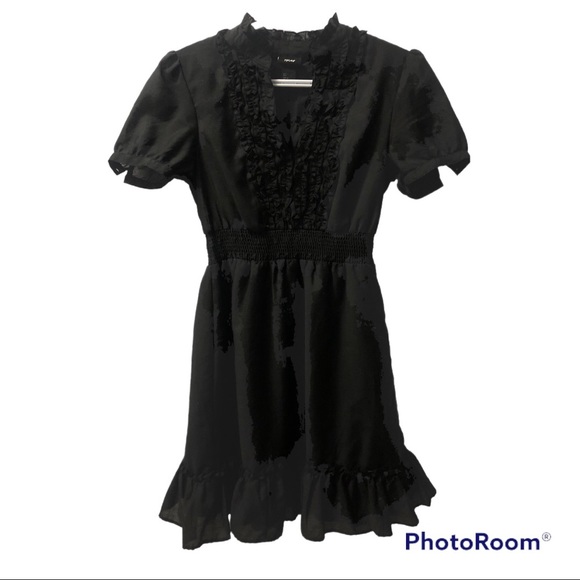 (190) Gothic Victorian Black Puff Sleeve Dress - Picture 1 of 11